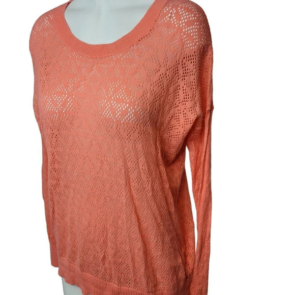Madewell Coral Perforated Long Sleeve Top - Picture 5 of 7